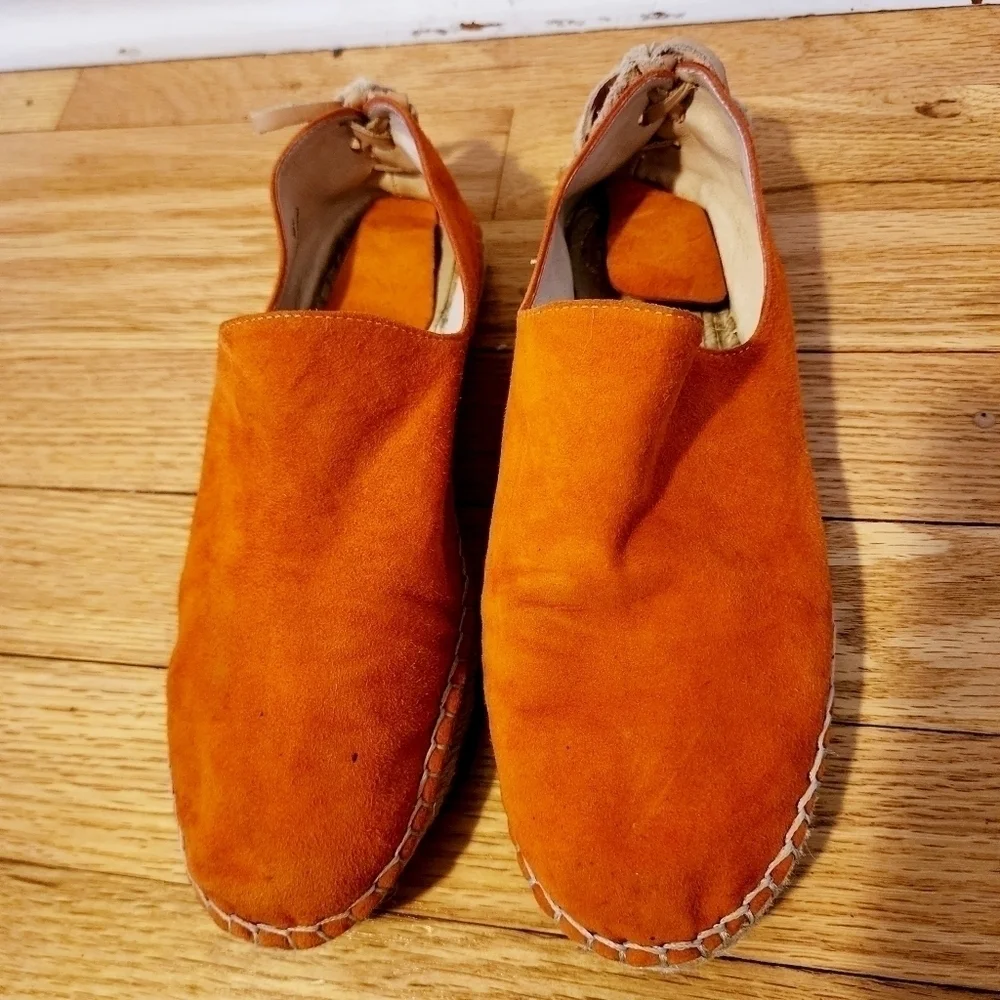 House of Harlow 1960 Callan Espadrilles Flats Burnt Orange Suede Leather Size 6